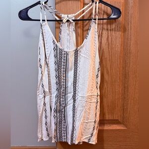 Mudd White Tank with Black Tribal Stripe Print